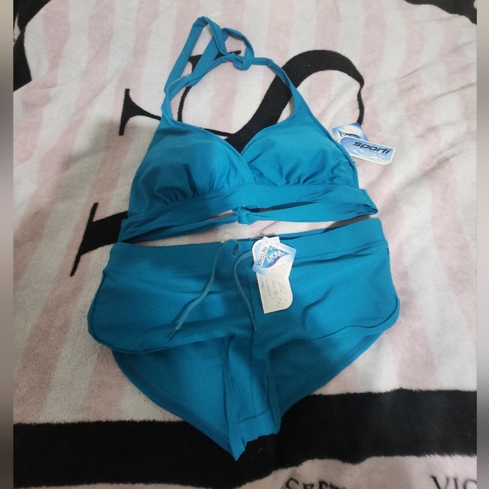 Lycra 2piece bikini sz large new with tag beac swimming tropical vacation